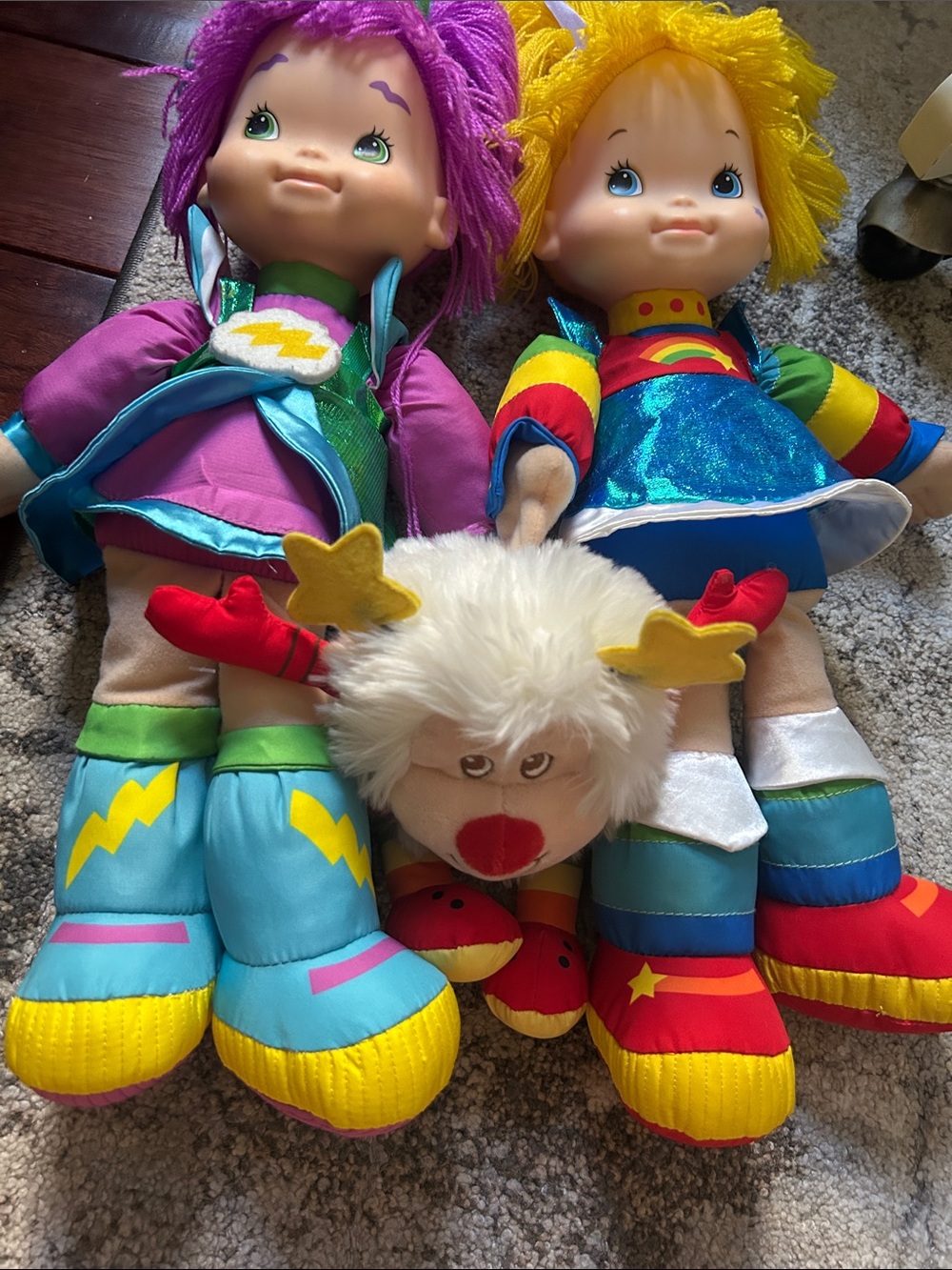 Hallmark Rainbow bright, Plush Rainbow Dolls with Purple and Yellow Hair